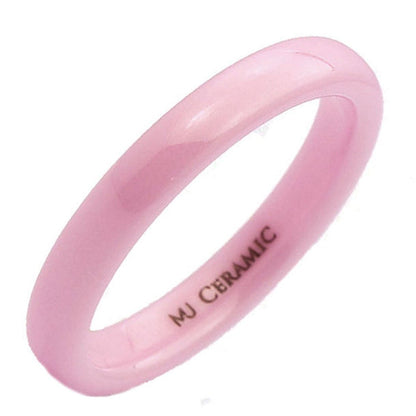Classic Pink Ceramic Wedding Band High Polish Comfort Fit Ring 3,4,6 and 8mm