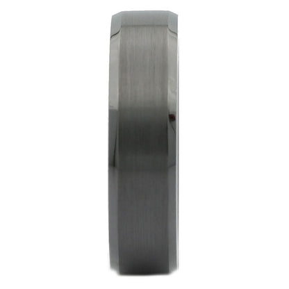 Black Ceramic Ring Brushed Center Recessed Polished Edge Wedding Band 6mm