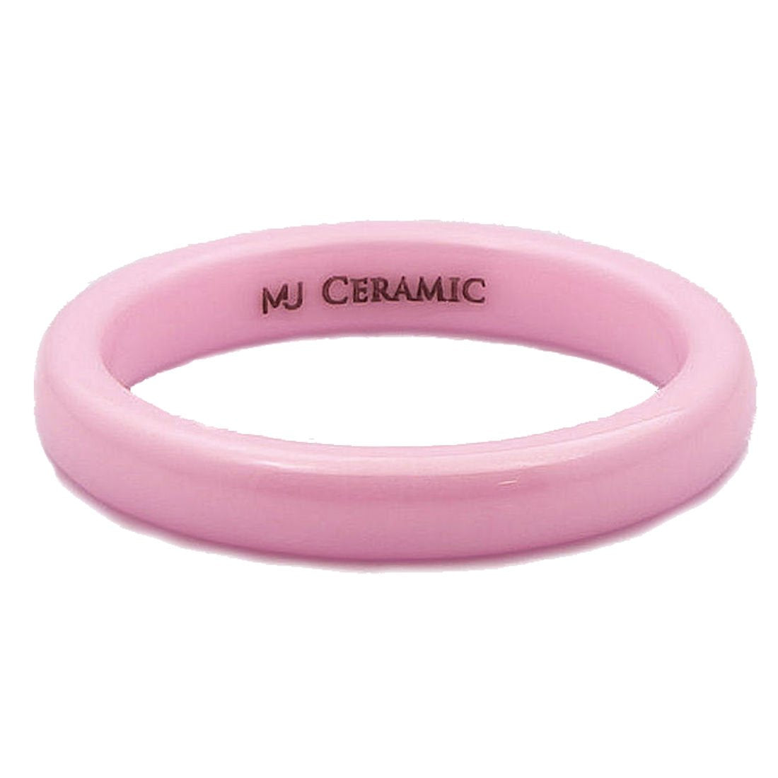 Classic Pink Ceramic Wedding Band High Polish Comfort Fit Ring 3,4,6 and 8mm
