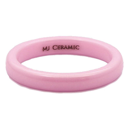 Classic Pink Ceramic Wedding Band High Polish Comfort Fit Ring 3,4,6 and 8mm