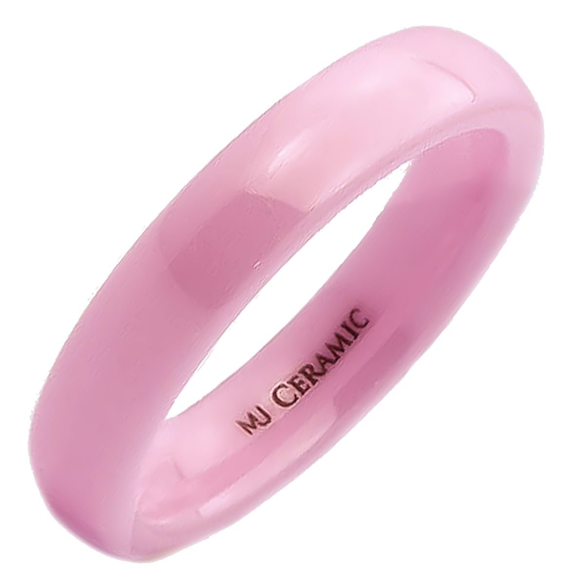 Classic Pink Ceramic Wedding Band High Polish Comfort Fit Ring 3,4,6 and 8mm