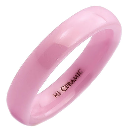 Classic Pink Ceramic Wedding Band High Polish Comfort Fit Ring 3,4,6 and 8mm