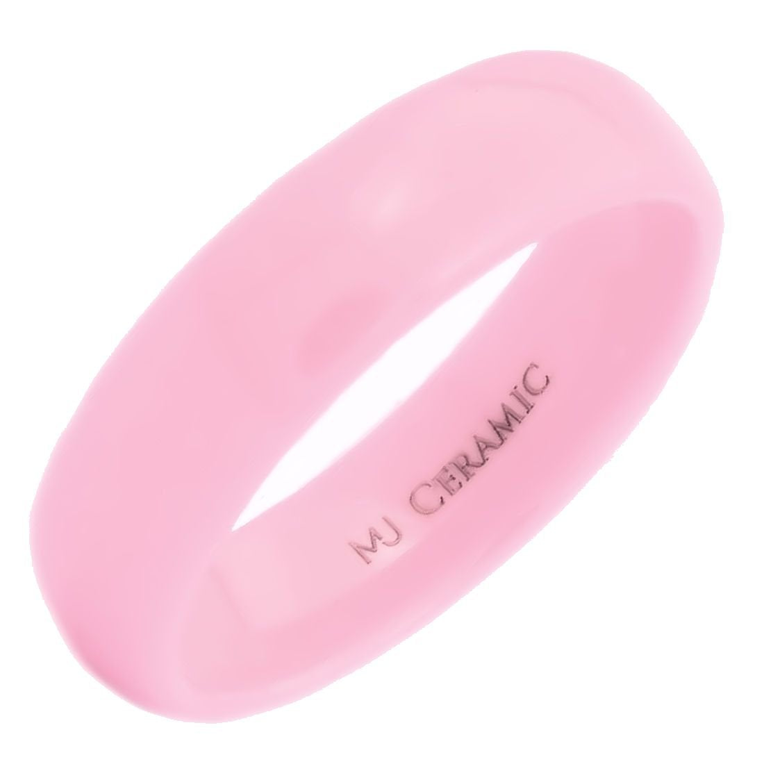 Classic Pink Ceramic Wedding Band High Polish Comfort Fit Ring 3,4,6 and 8mm