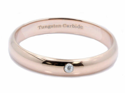 4mm Cubic Zirconia Rose Gold Plated Ring Tungsten Carbide Wedding Band