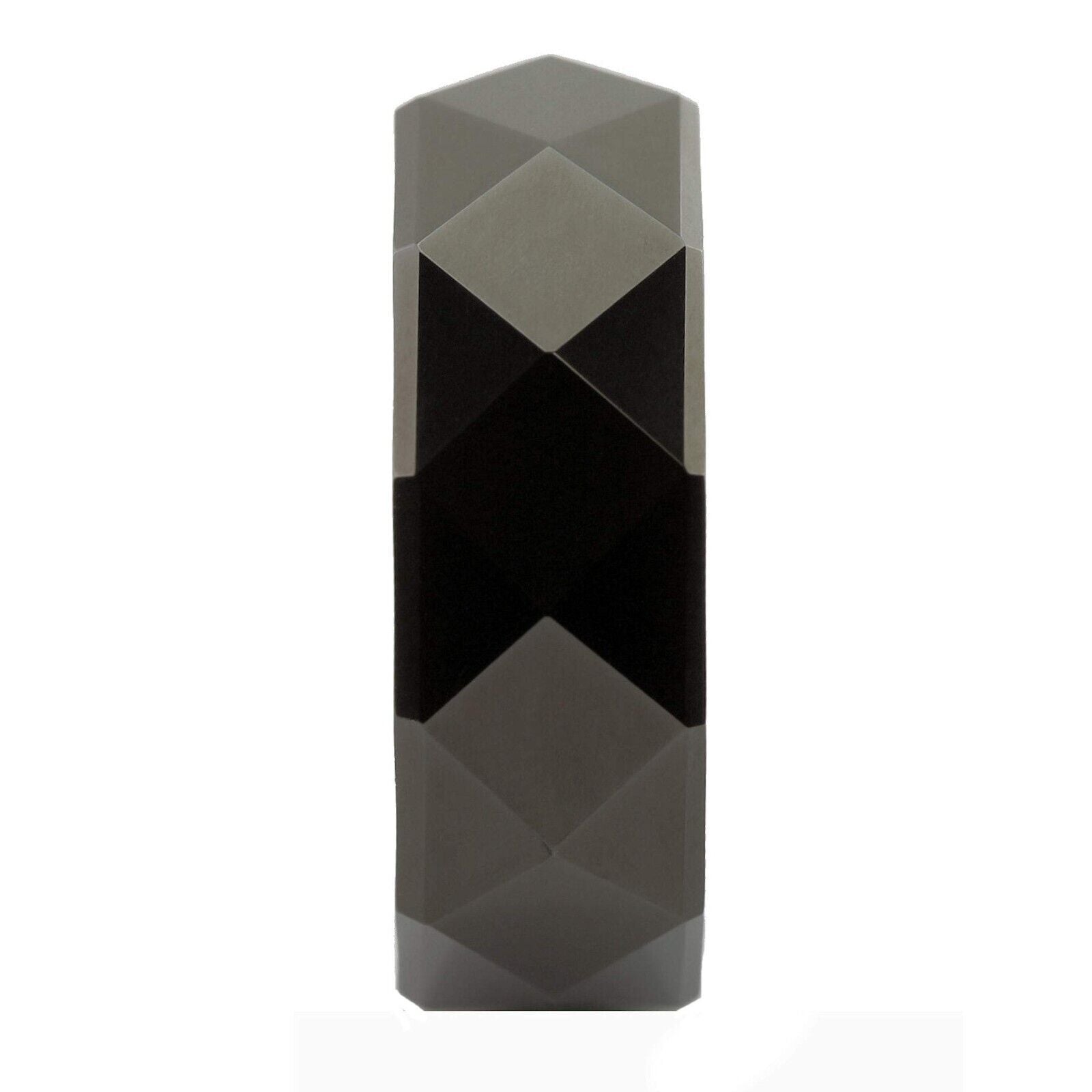 White Tungsten Carbide or Black Plated Multi Faceted Polished 6mm or 8mm Ring