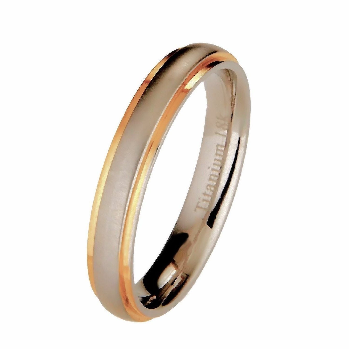 Titanium Wedding Ring 18k Gold Plated Edges Comfort Fit Band 4mm