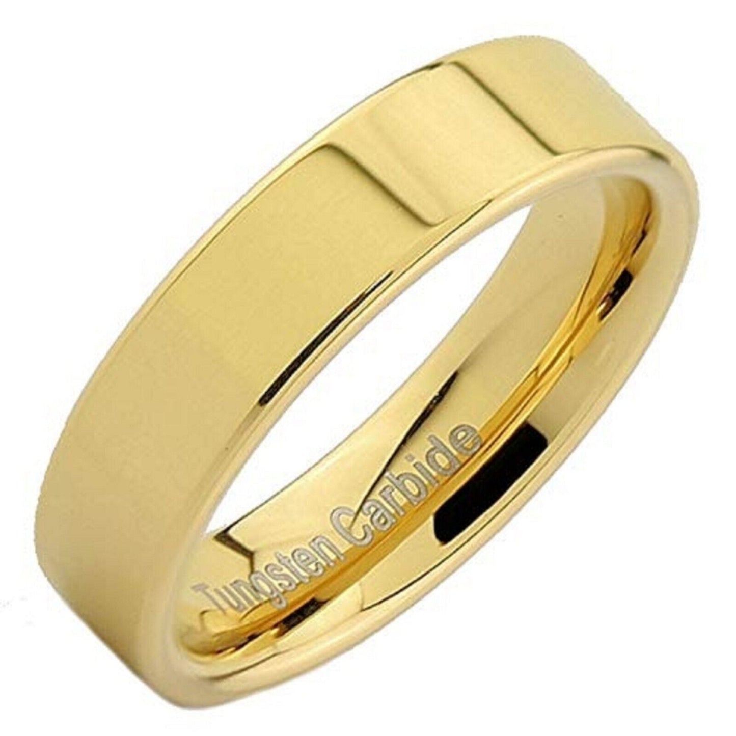 5mm Tungsten Carbide Pipe Ring Gold, Rose Gold, Black and polished Wedding Band Comfort Fit