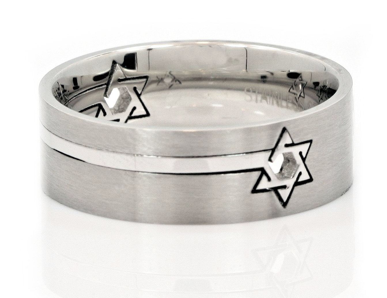 8mm Star Of David 2 Part Puzzle Ring Surgical Steel 316L Stainless Steel