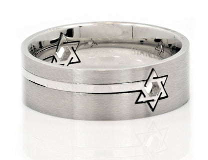 8mm Star Of David 2 Part Puzzle Ring Surgical Steel 316L Stainless Steel