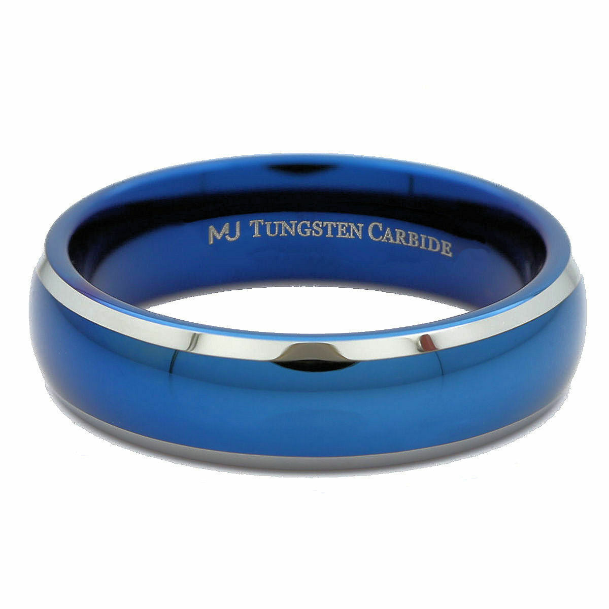 6mm Blue Plated Inside and Outside Tungsten Carbide Wedding Band Ring