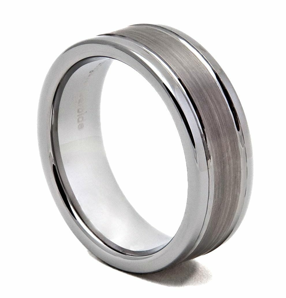8mm Brushed Center Tungsten Carbide Wedding Ring