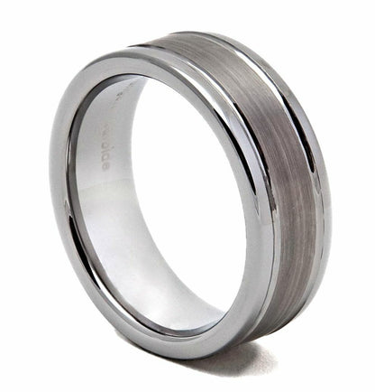 8mm Brushed Center Tungsten Carbide Wedding Ring