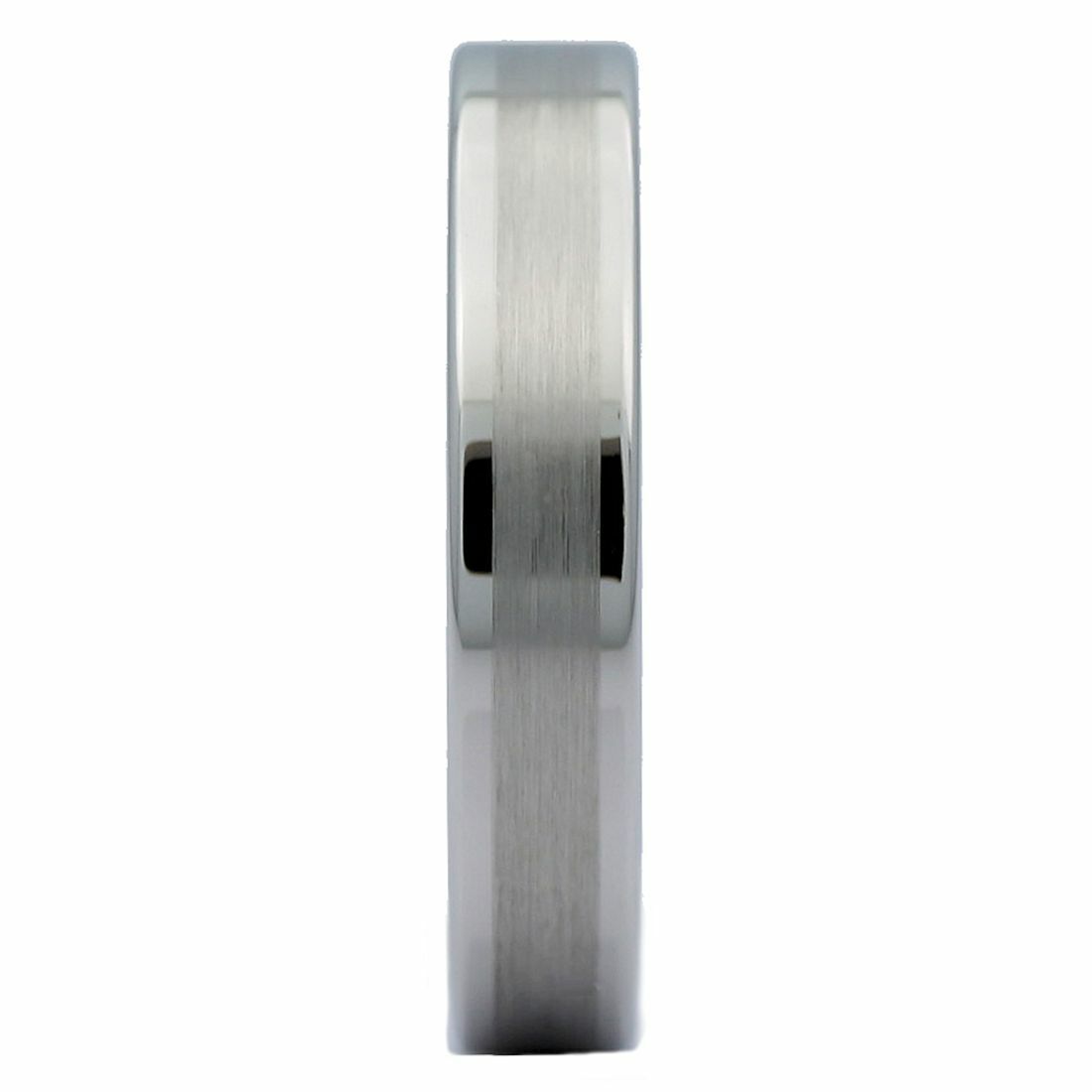 4mm White Tungsten Carbide Brush Center Flat Pipe Wedding Band Ring