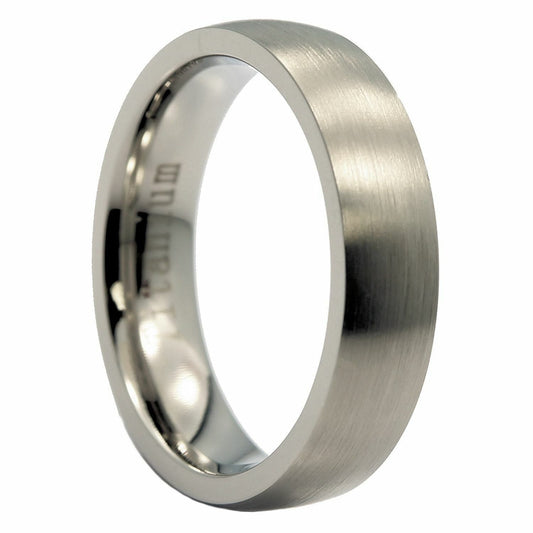 5mm or 7mm Brushed Grade 5 Titanium Comfort Fit Ring Wedding Band