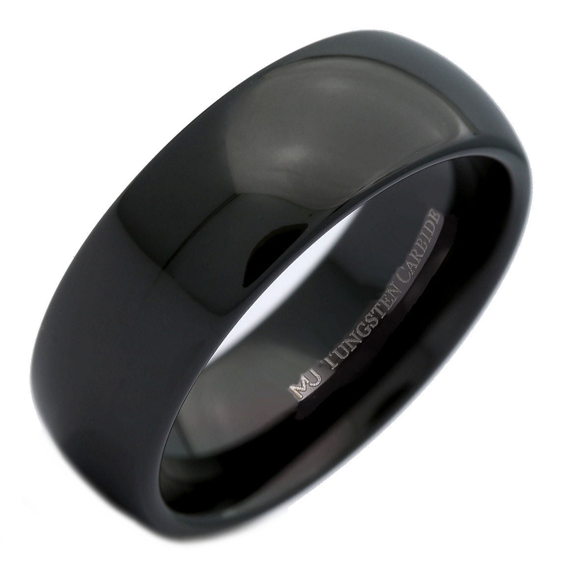 6mm or 8mm Black Plated Tungsten Carbide Wedding Band Ring
