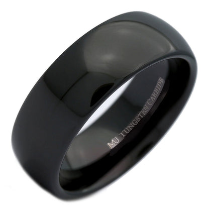 6mm or 8mm Black Plated Tungsten Carbide Wedding Band Ring