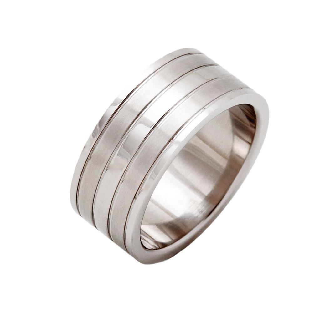 316L Surgical Grade Stainless Steel Ring 2 tone 10mm WIDE Sizes 7 - 13
