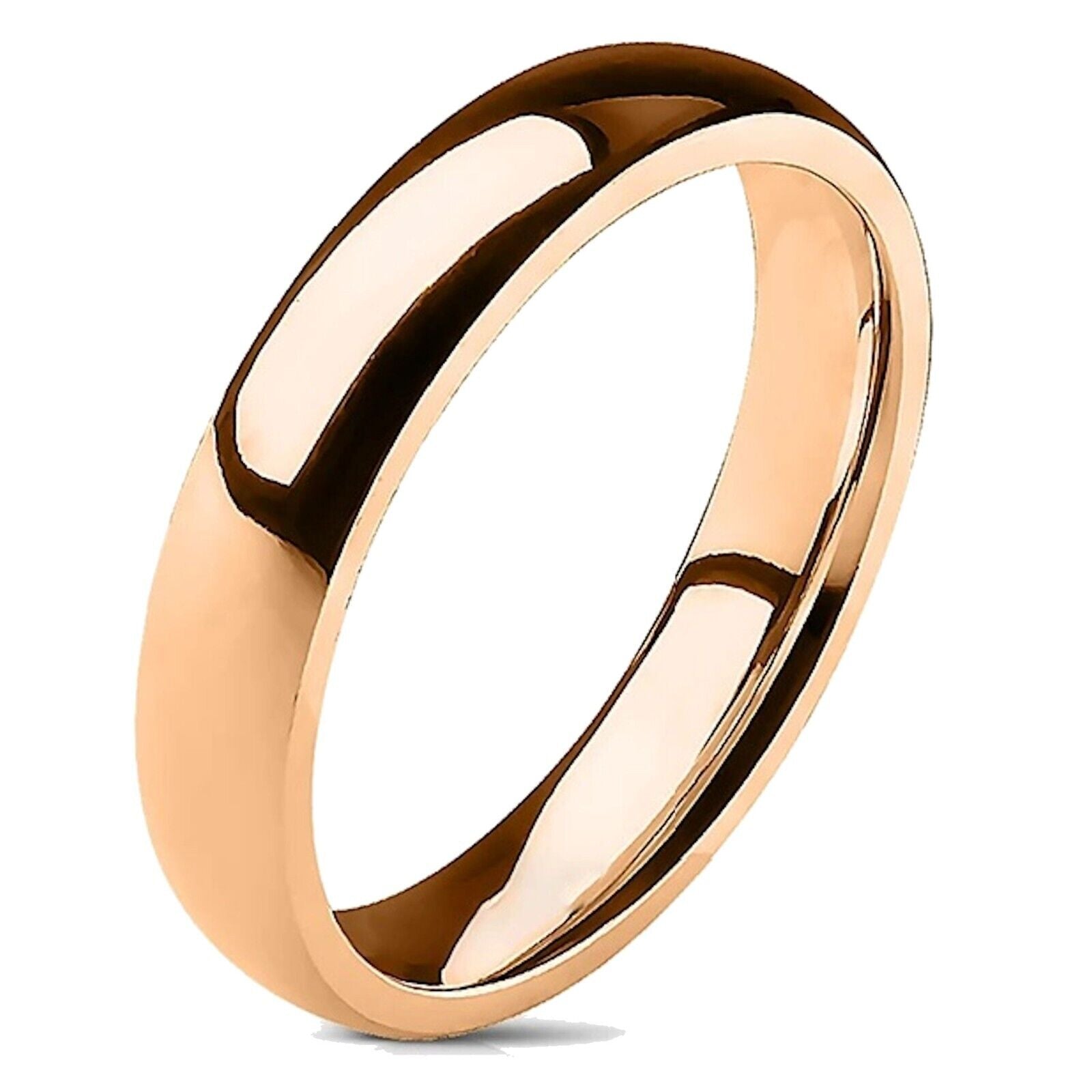Custom Engraved Classic Stainless Steel Band Half Dome Ring Comfort Fit 