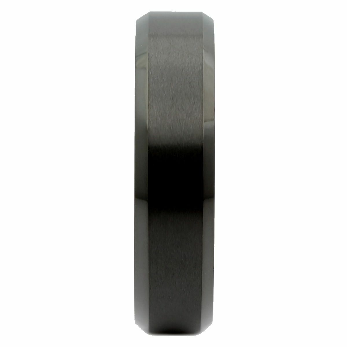 Black Plated Tungsten Carbide Beveled Edge Wedding Band Ring 6mm or 8mm