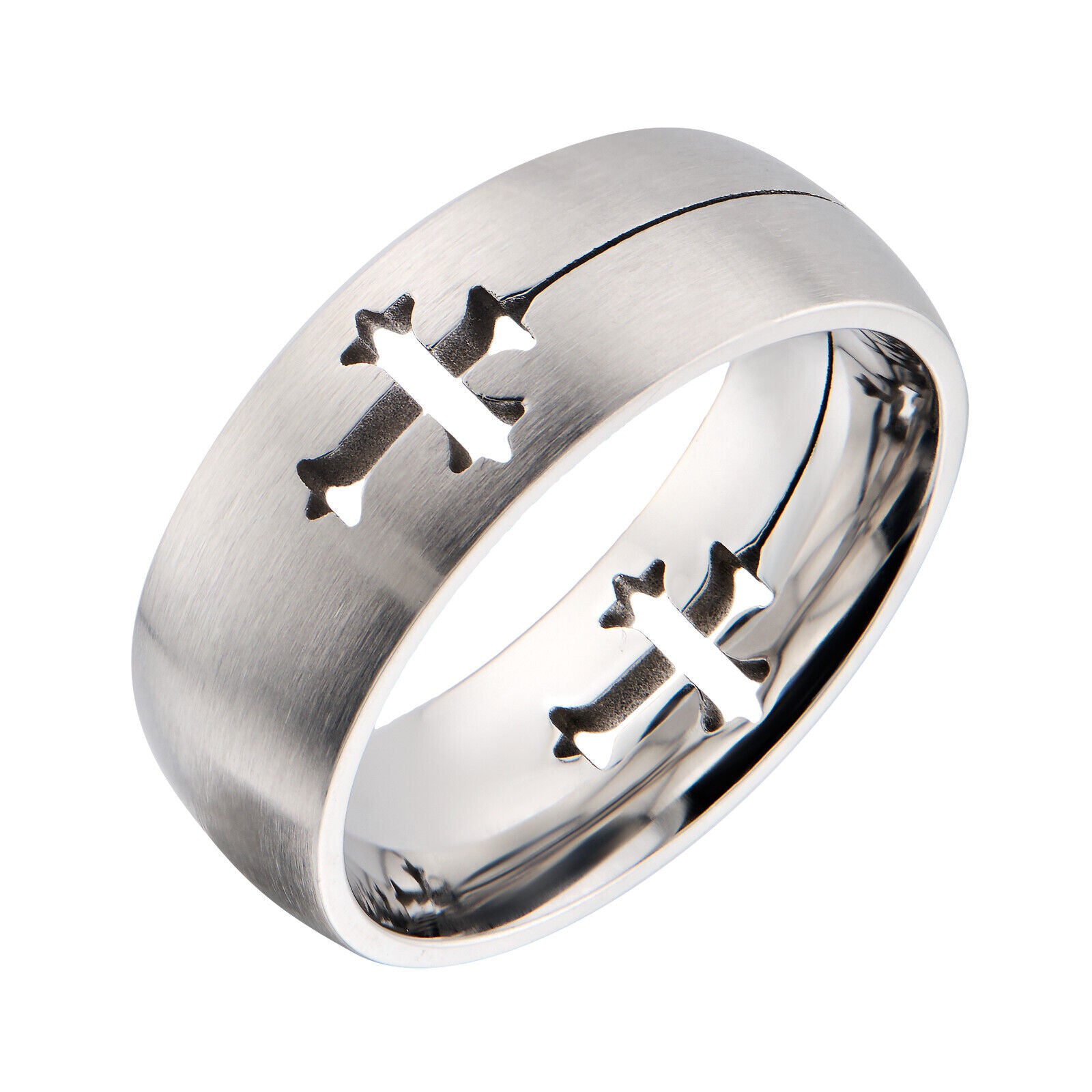 Laser Cut Cross Ring 316L Surgical Grade Stainless Steel Size 5 - 14