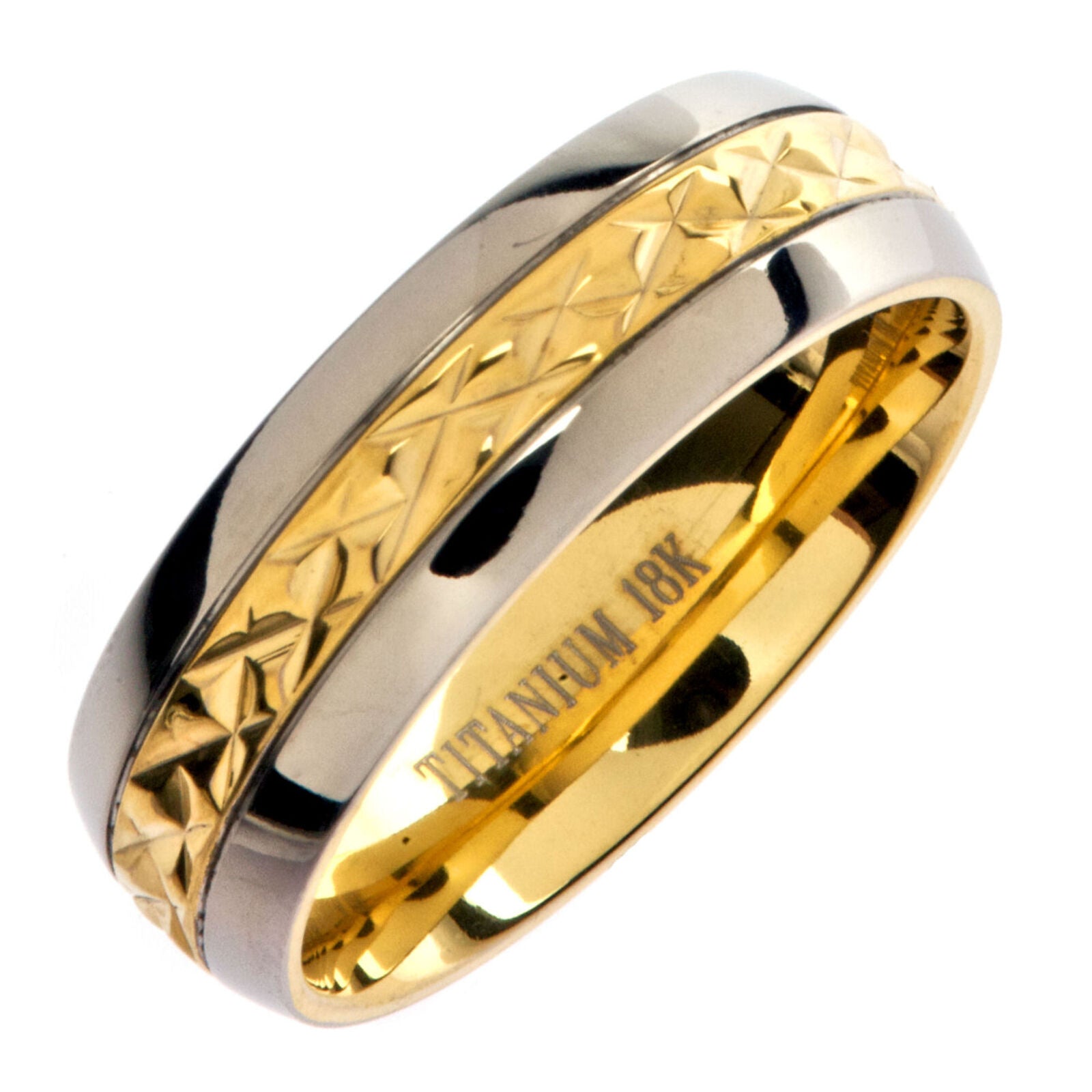 5mm or 7mm 14K Gold Plated Wedding Band Titanium Band Comfort Fit Ring