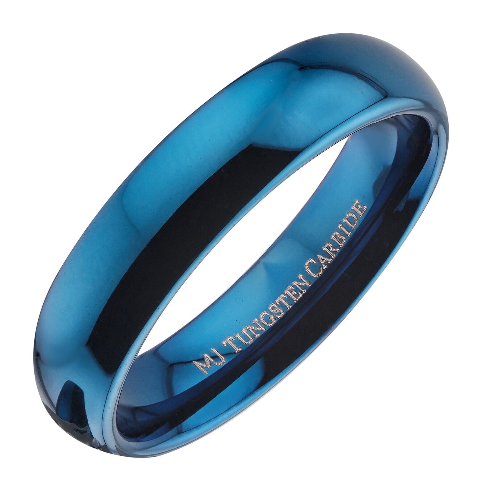 3, 5, 6, or 8mm Blue Plated Inside and Outside Tungsten Carbide Wedding Ring
