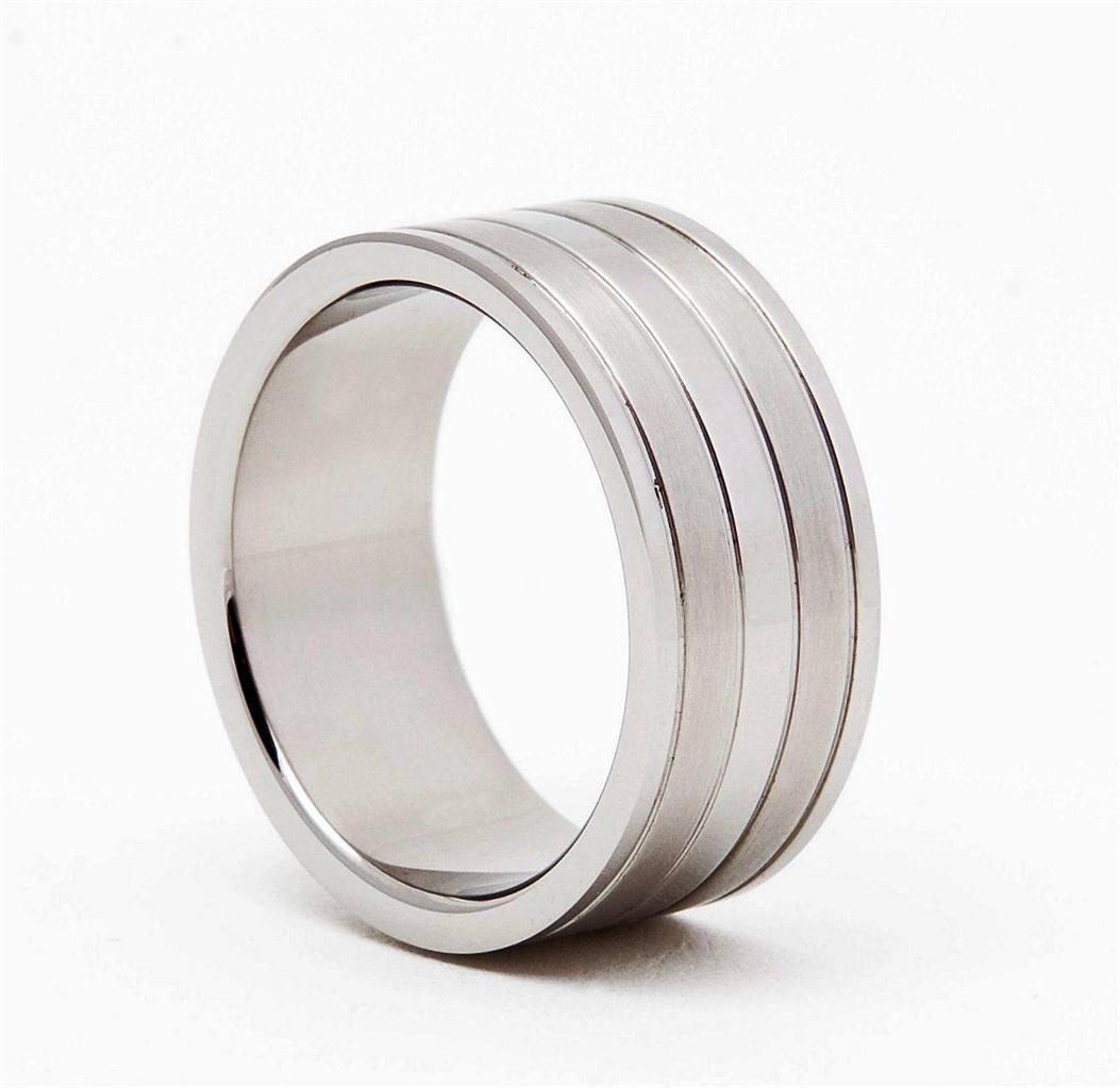316L Surgical Grade Stainless Steel Ring 2 tone 10mm WIDE Sizes 7 - 13