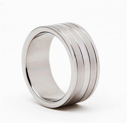 316L Surgical Grade Stainless Steel Ring 2 tone 10mm WIDE Sizes 7 - 13