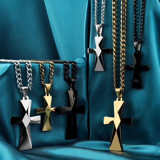 Tungsten Carbide Cross Pendants 16"-28" Stainless Steel Cuban Chain