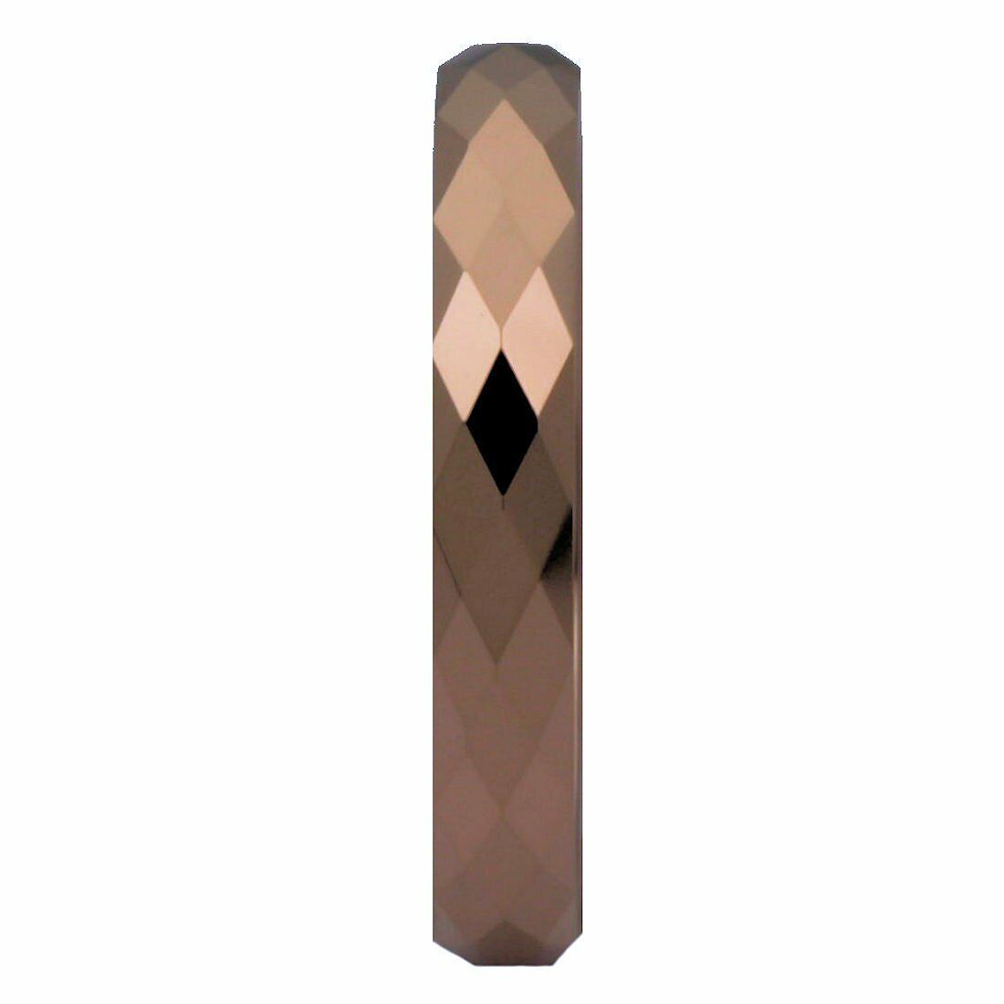 3mm Rose Gold Plated Faceted Honeycomb Pattern Tungsten Carbide Wedding Ring
