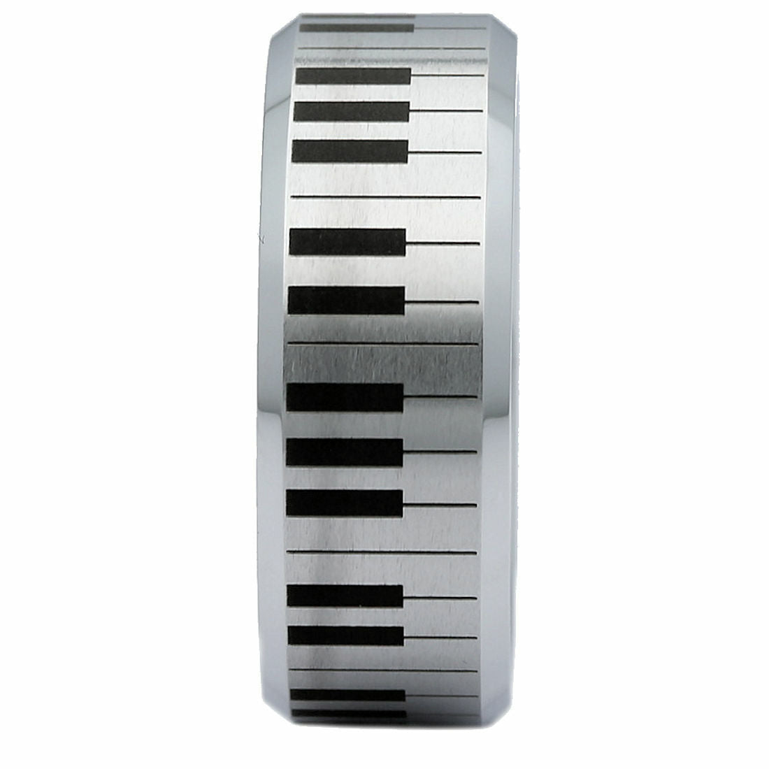 Piano Keyboard Ring White Tungsten Carbide 6mm or 8mm width comfort fit band