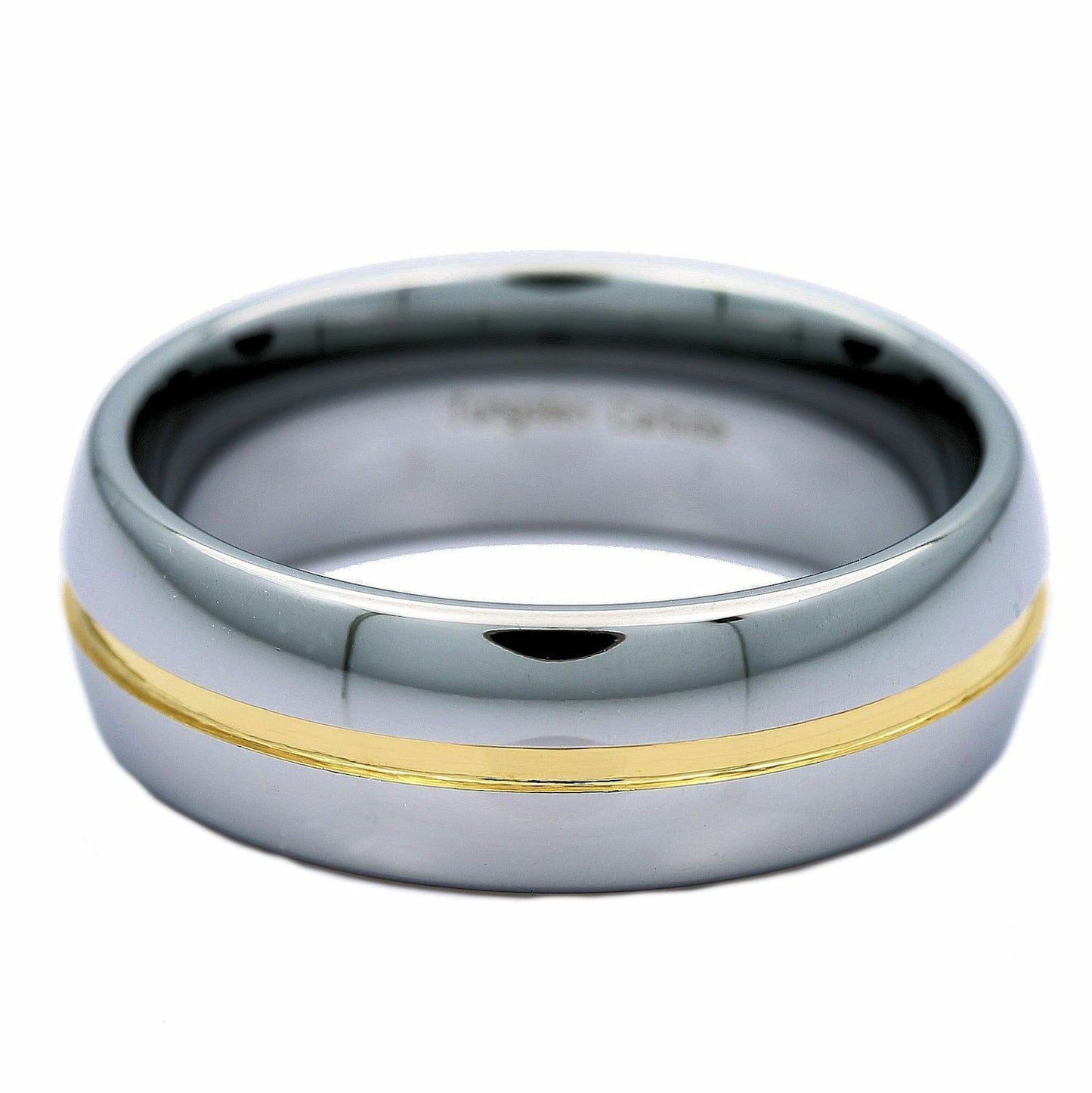 6mm or 8mm Gold Plated Center Groove Ring Tungsten Carbide High Polished Band