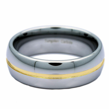 6mm or 8mm Gold Plated Center Groove Ring Tungsten Carbide High Polished Band