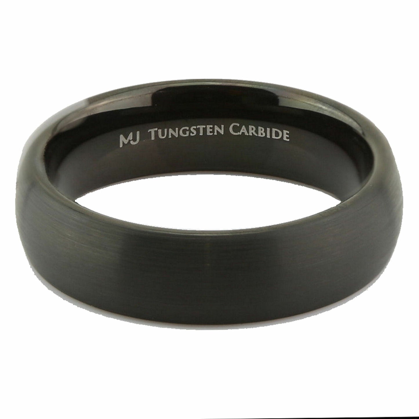 Black Plated Tungsten Carbide Half Dome Design 6mm or 8mm Wedding Band Ring