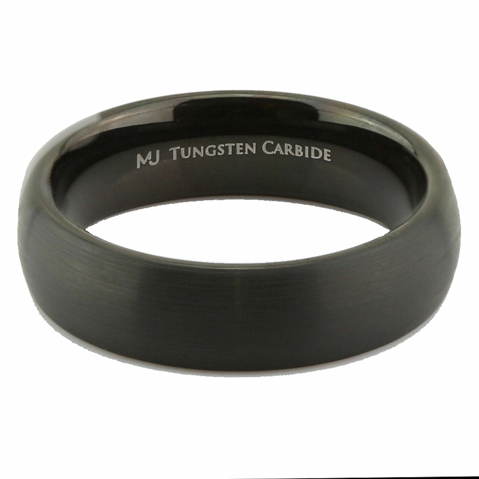 Black Plated Tungsten Carbide Half Dome Design 6mm or 8mm Wedding Band Ring