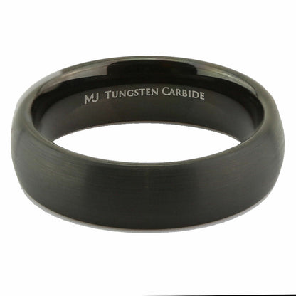 Black Plated Tungsten Carbide Half Dome Design 6mm or 8mm Wedding Band Ring