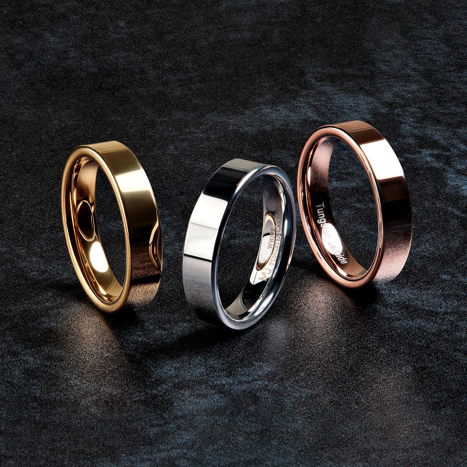 Flat Pipe Cut 5mm Tungsten Carbide Various Colors Wedding Ring