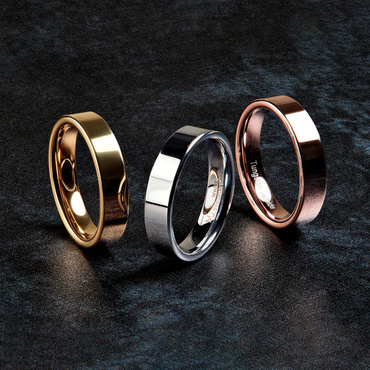 Flat Pipe Cut 5mm Tungsten Carbide Various Colors Wedding Ring