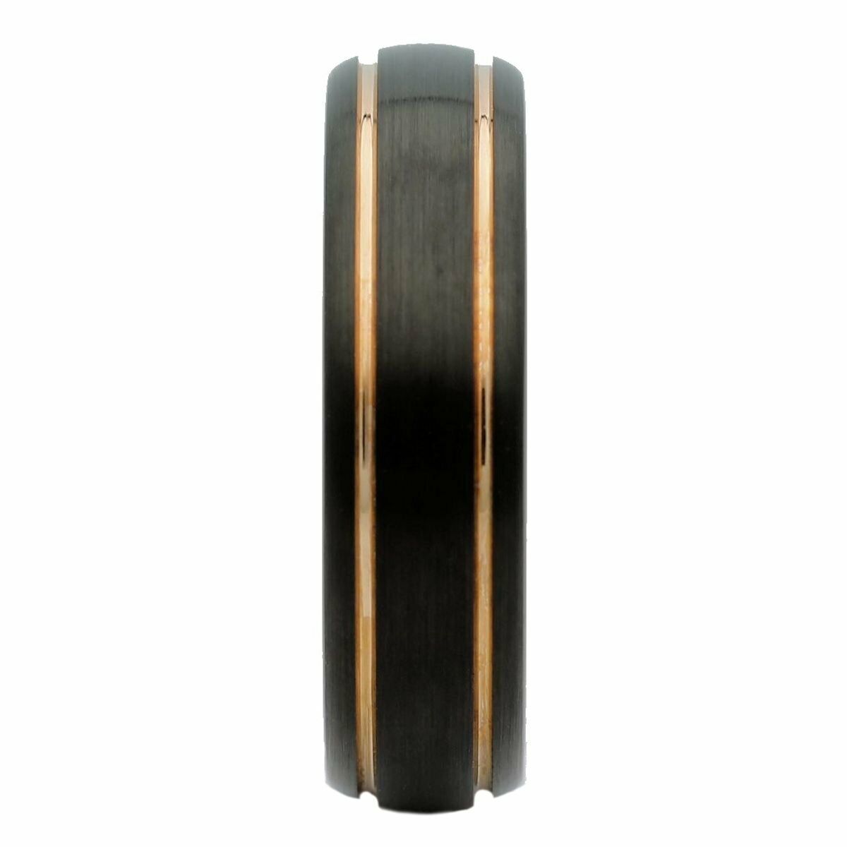 Rose Gold Plated or Gold Plated Stripes Tungsten Carbide Black Plated Ring