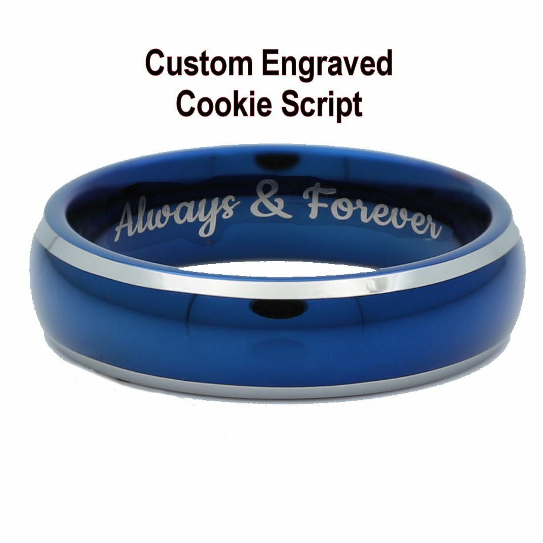 6mm Blue Plated Inside and Outside Tungsten Carbide Wedding Band Ring
