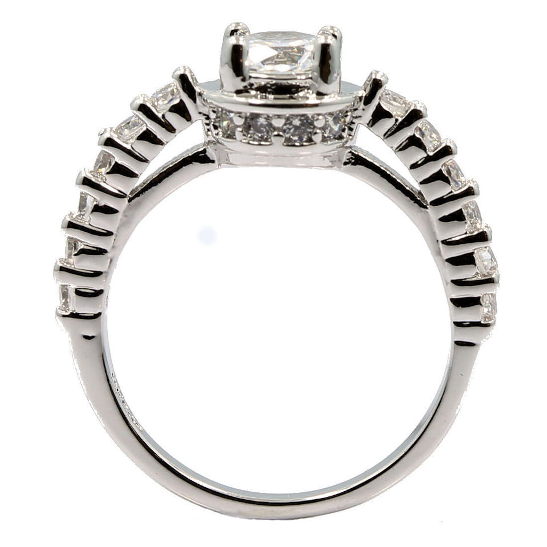 18K White Gold Plated Wedding Band Round Cubic Zirconia Ring