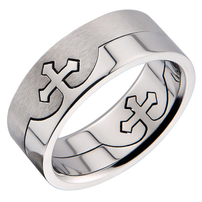 Cross Puzzle Ring 316L Surgical Grade Stainless Steel 8mm Sizes 5 to 14