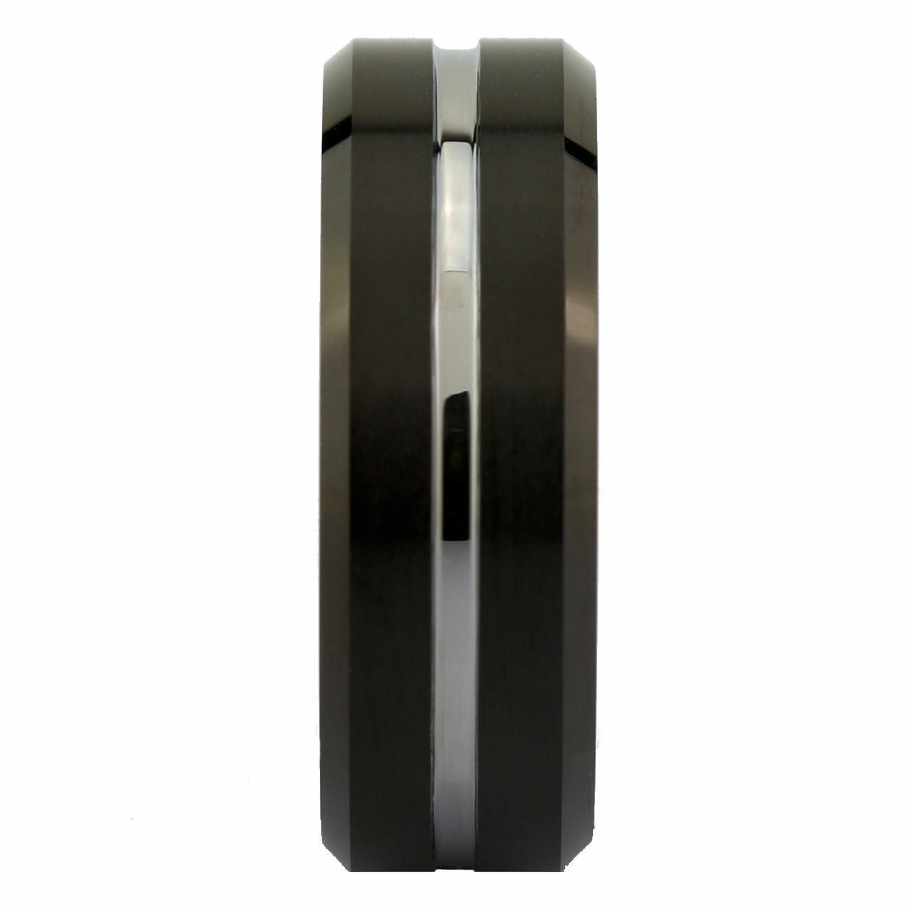 8mm Tungsten Carbide Wedding Band Black Plated Single Stripe Ring