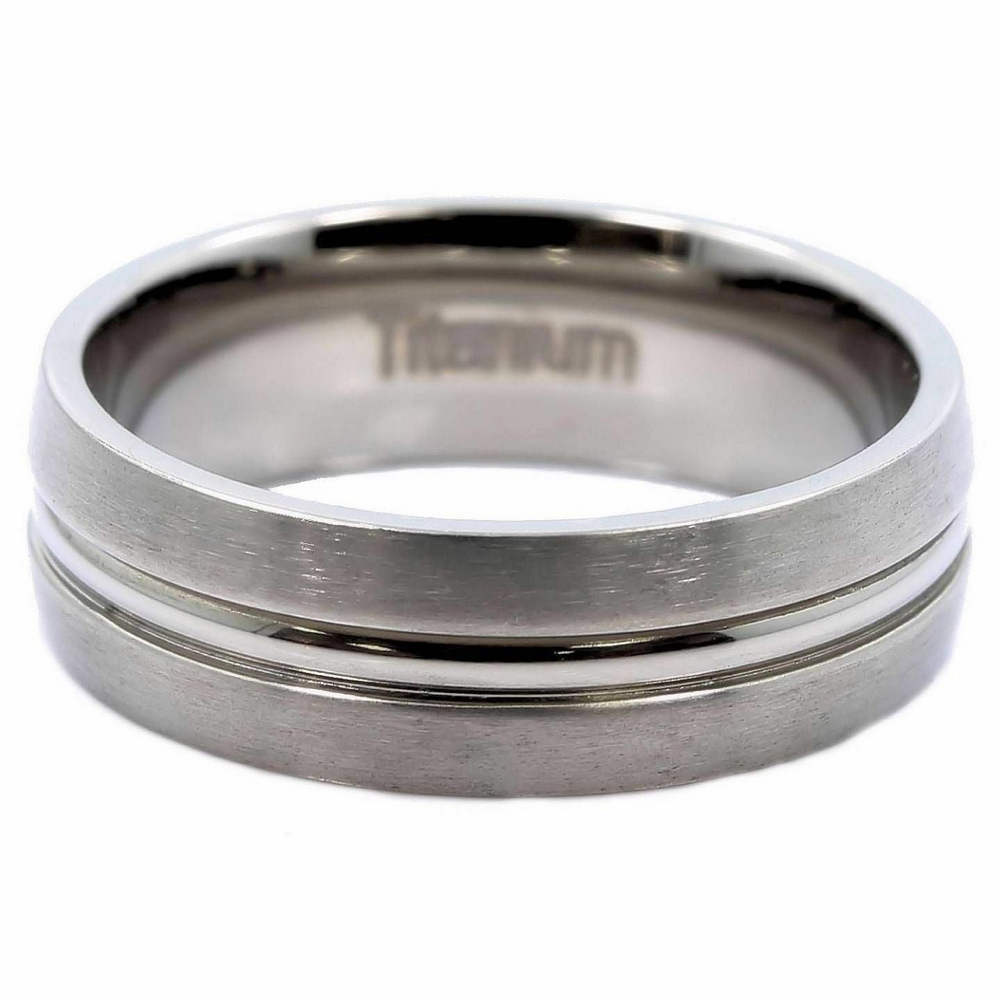 7MM Center Groove With Satin Finish Titanium Wedding Ring