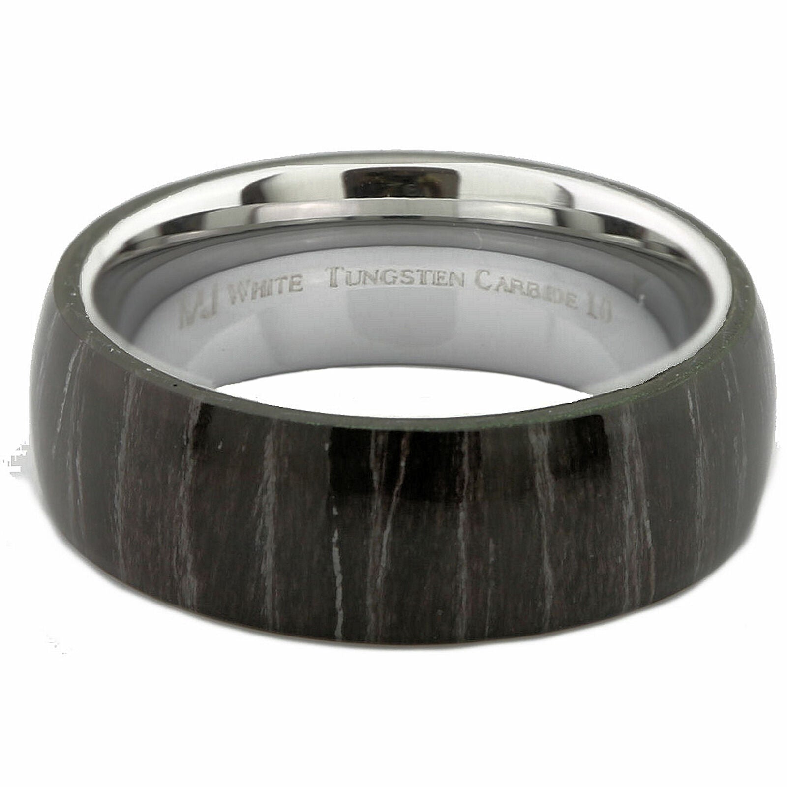 Zebra Wood Ring Polished Tungsten Carbide Comfort Fit Wedding Ring 8mm