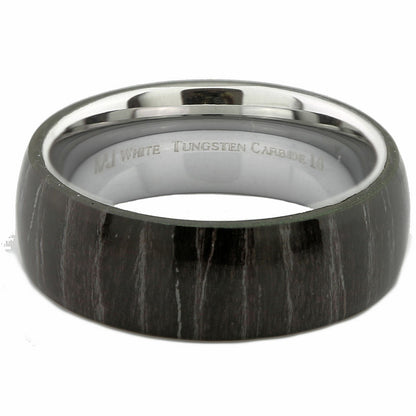 Zebra Wood Ring Polished Tungsten Carbide Comfort Fit Wedding Ring 8mm