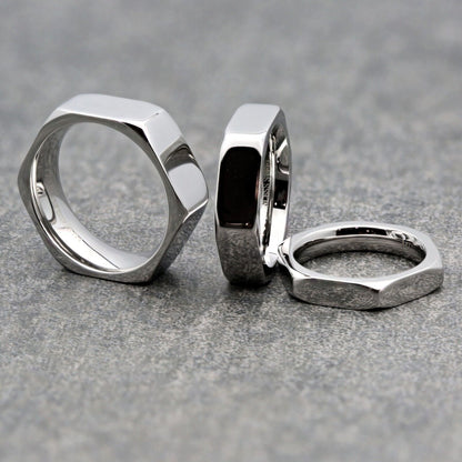 Stainless Steel Black Plated or Polished Finish Nut Style Ring 4mm 6mm or 8mm