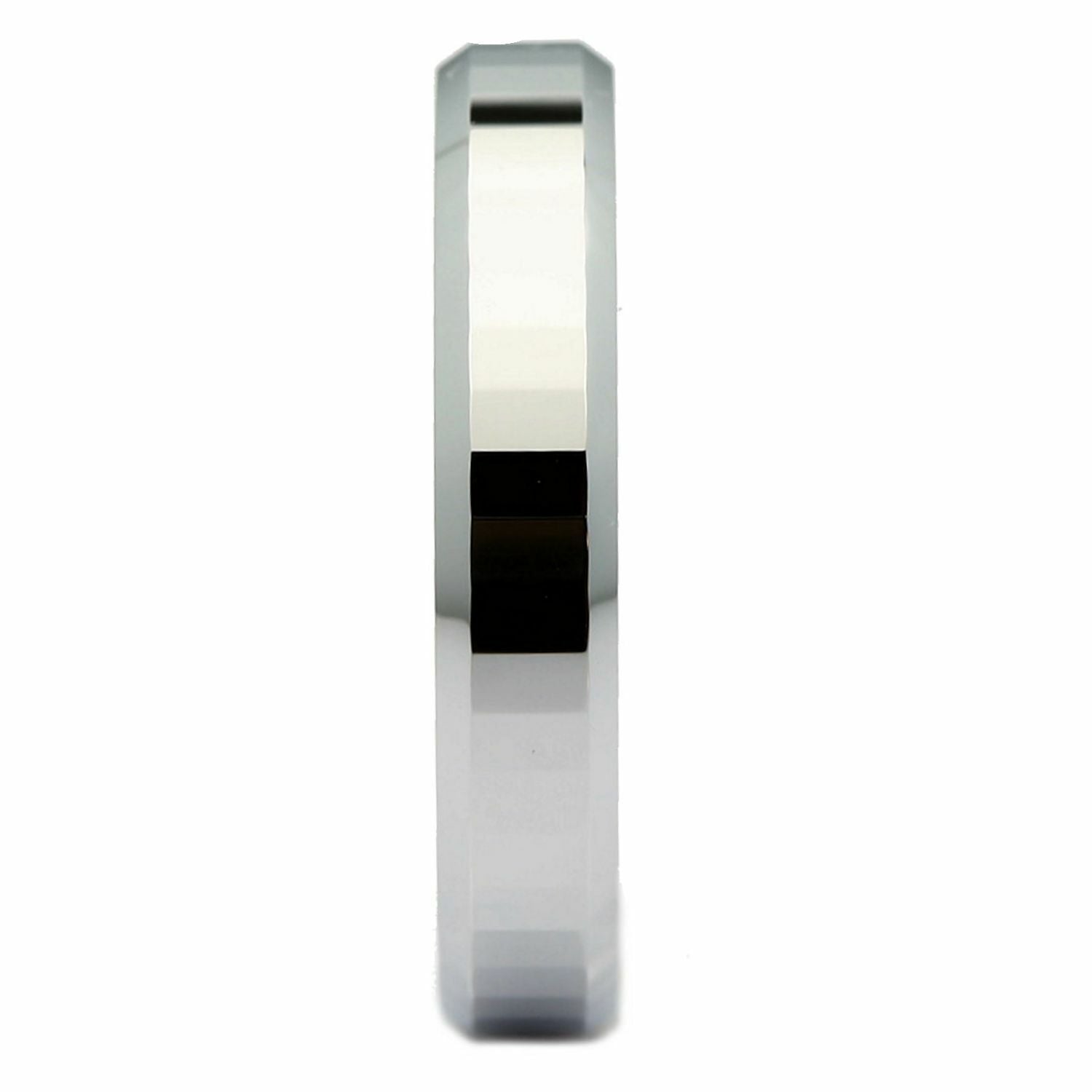 4mm White Tungsten Carbide Polished Center Tiled Wedding Band Ring