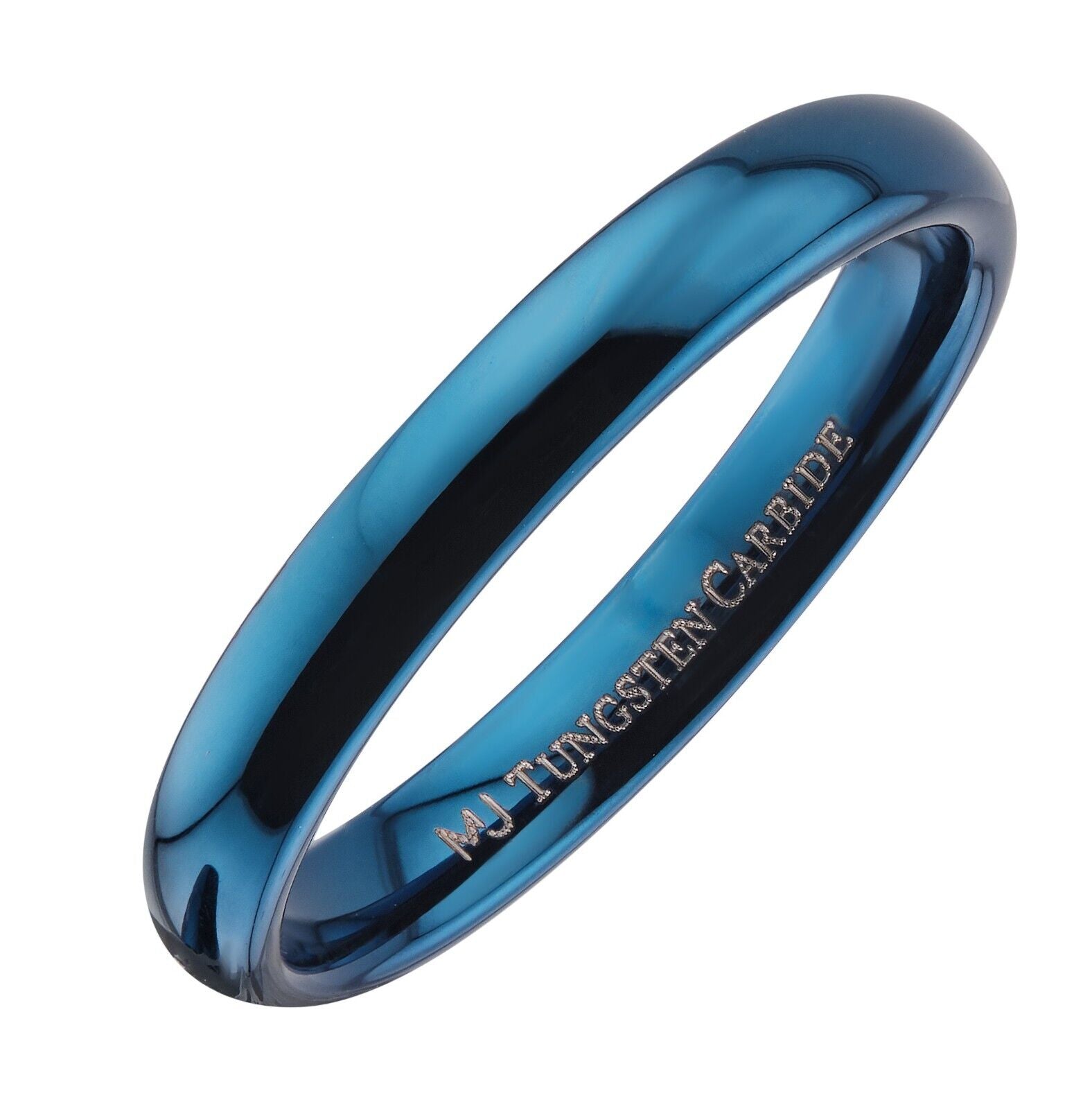 3, 5, 6, or 8mm Blue Plated Inside and Outside Tungsten Carbide Wedding Ring