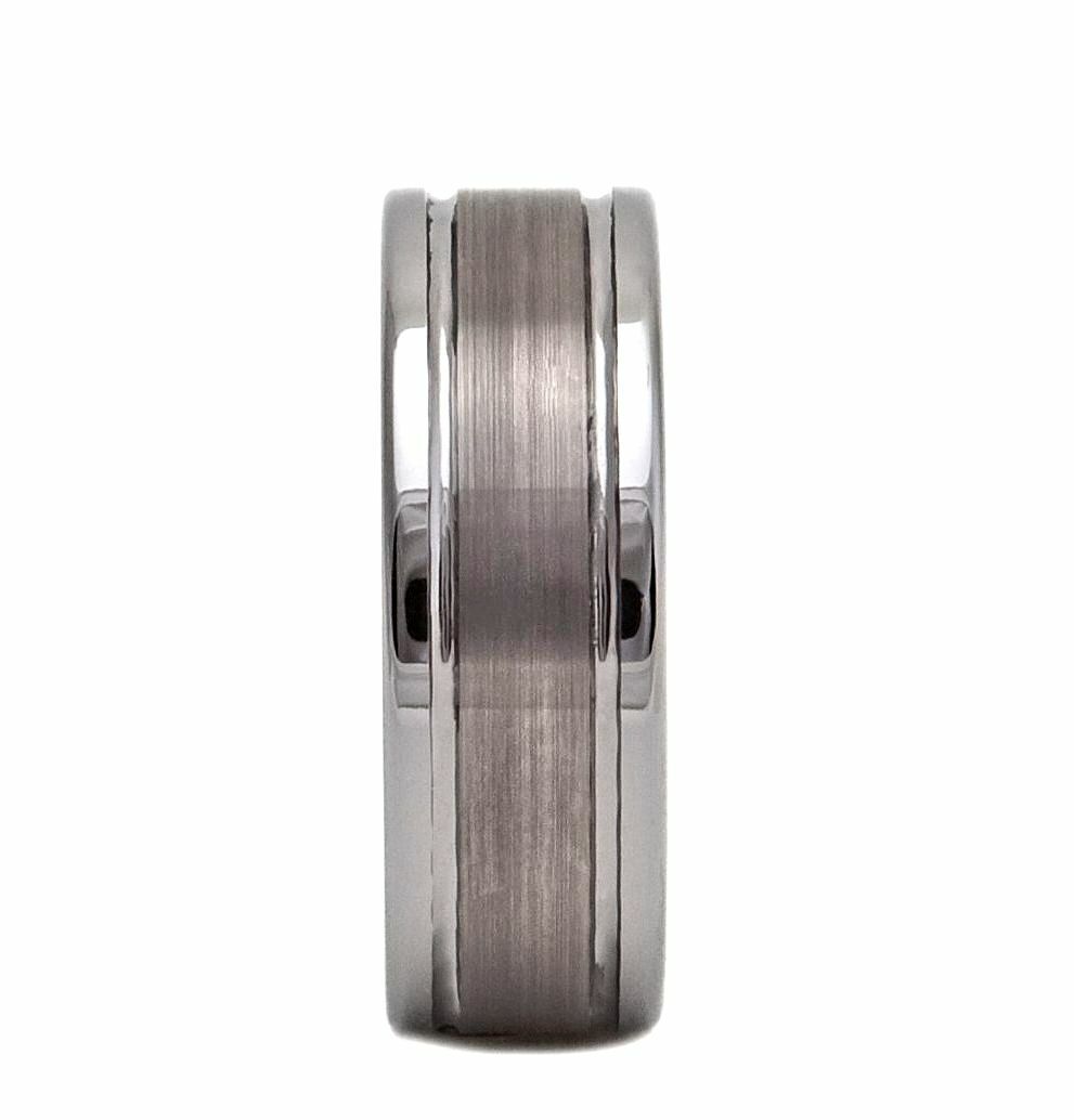 8mm Brushed Center Tungsten Carbide Wedding Ring